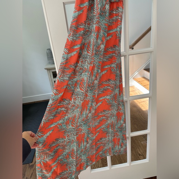 Parker Orange and Blue Maxi dress with ruched back and zipper. - Picture 2 of 6